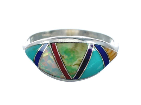 Genuine Sterling Silver Southwestern Multicolor Ring Size 6-3/4 SN20101